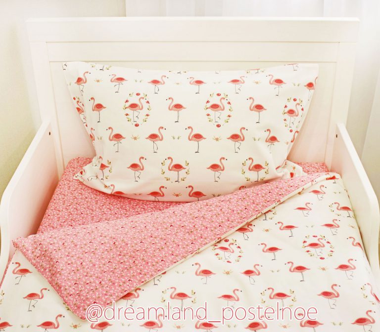 постельное белье фламинго на белом 1