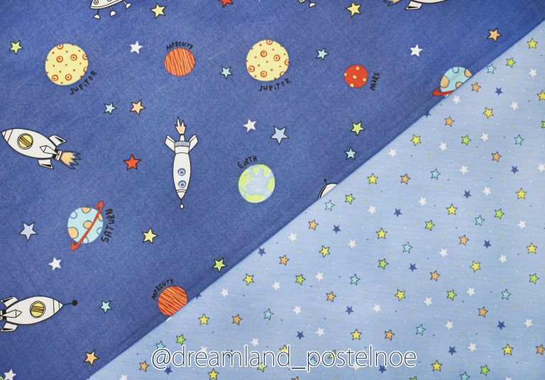 детское постельное космос на синем
