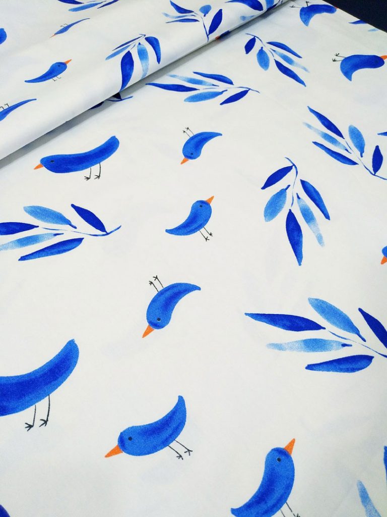 детское постельное белье синие птички